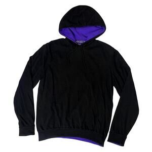 Ralph Lauren Purple Label Cashmere Double Knit Hoodie Black Purple Lining XL